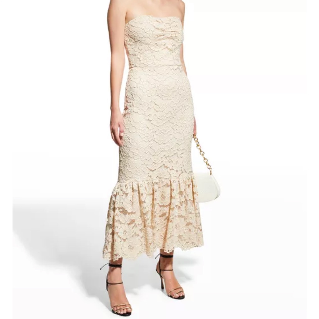 Nwt Shoshanna "Darlene" Corded Lace Cocktail Dress In Pearl (Ivory)